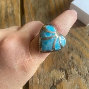 Silver 925 Heart Ring with Blue stone